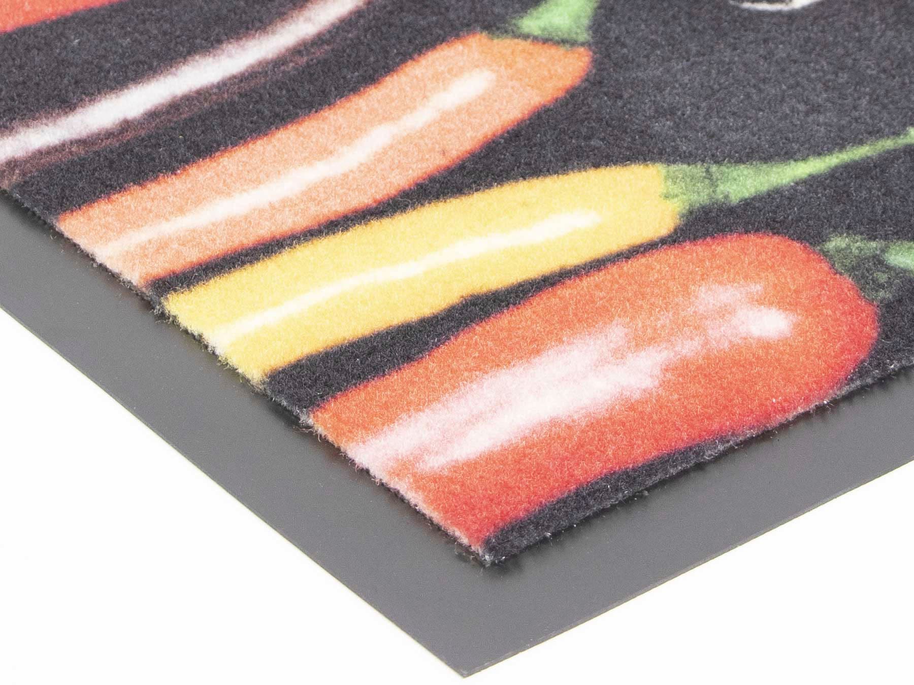 Primaflor-Ideen in Textil Küchenläufer »CHILI HERBS, Made in Belgium« rechteckig 6,5 mm Höhe Chili-Kräuter Motiv, Grösse 50x150 cm, rutschhemmend, Küche