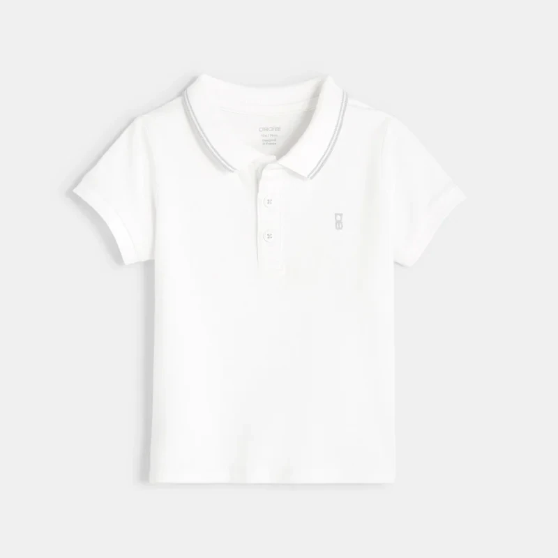 Polo maille piquée uni blanc bébé garçon Blanc