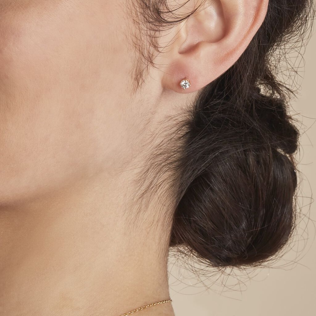 Boucles D'oreilles Puces Or Jaune Victoria Diamants