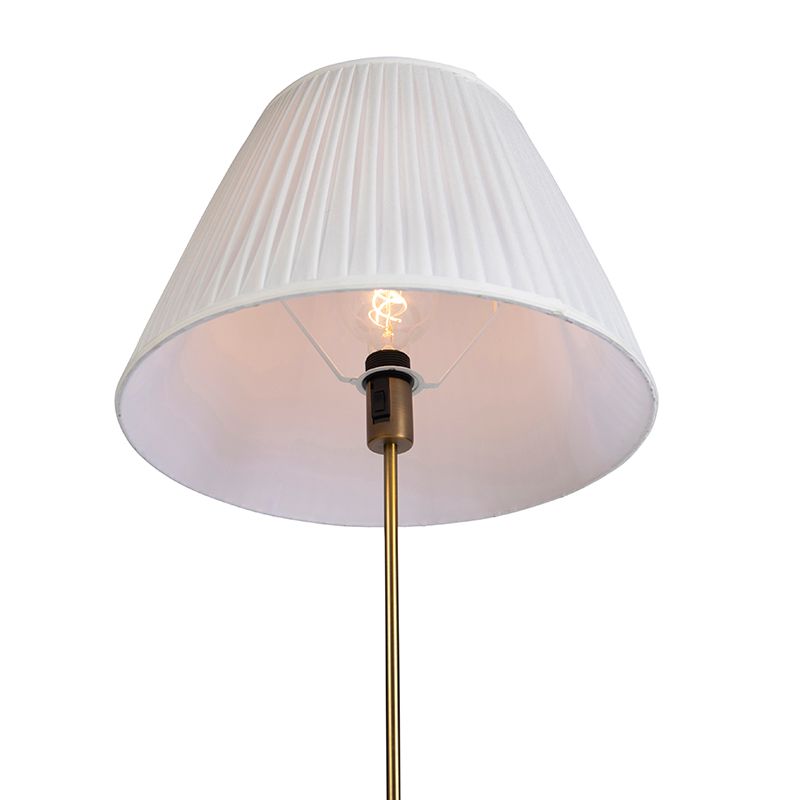 Vloerlamp brons met plisse kap crème 45 cm verstelbaar - Parte