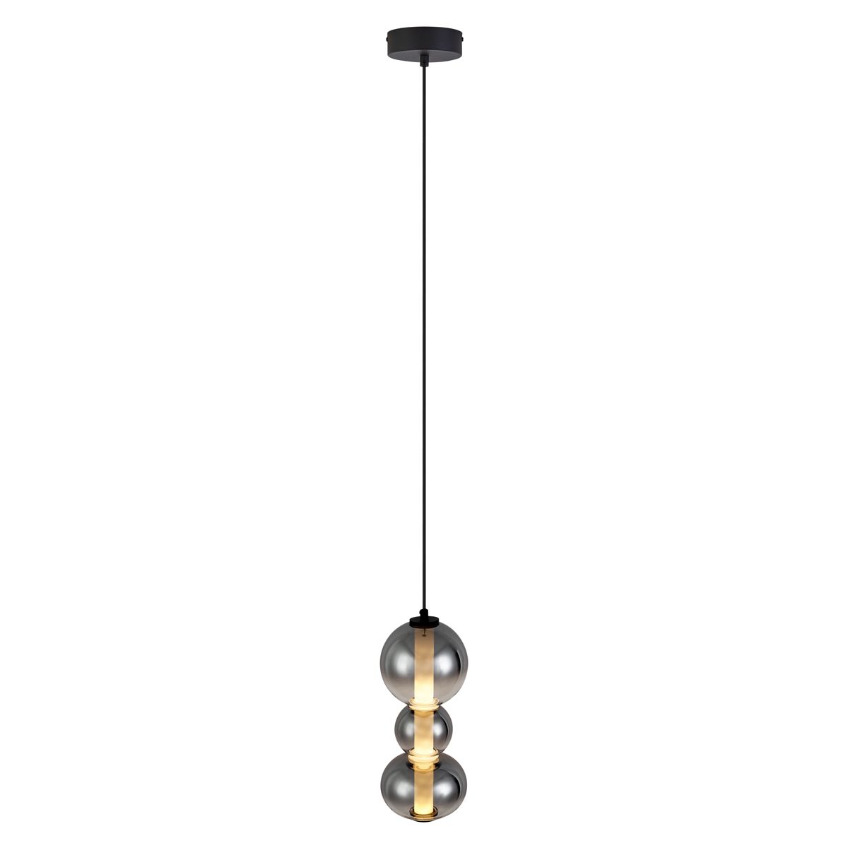 Art Deco hanglamp zwart met smoke en helder glas 3-lichts incl. LED - Lizzy