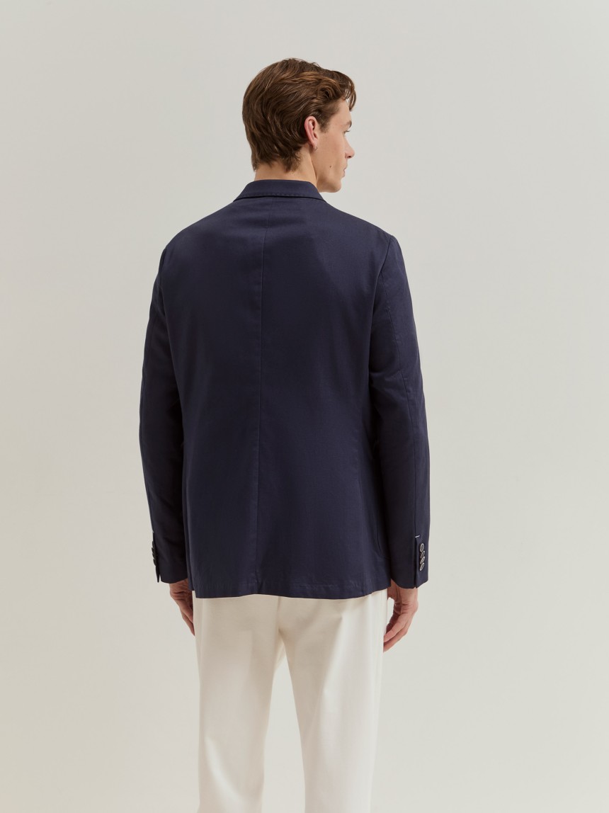 Blazer de trespasse mistura algodão e linho