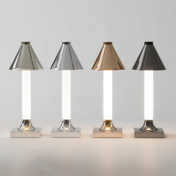 Kartell - Goodnight LED Akkuleuchte, H 31,5 cm, Diffusor Ø 11,8 cm, Chrom poliert