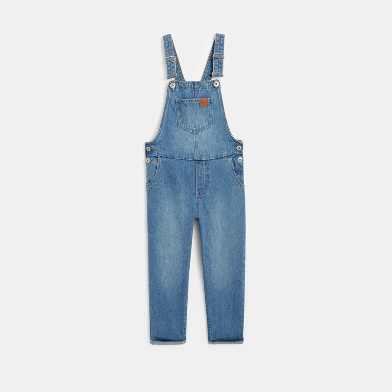 Salopette en jean délavé bleue fille