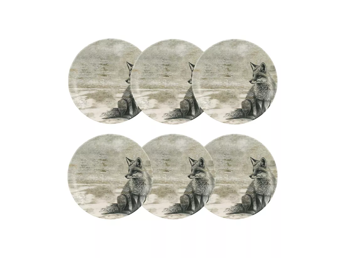 Novastyl - Lot 6 Assiettes Desserts Lachat Renard 21cm En Porcelaine
