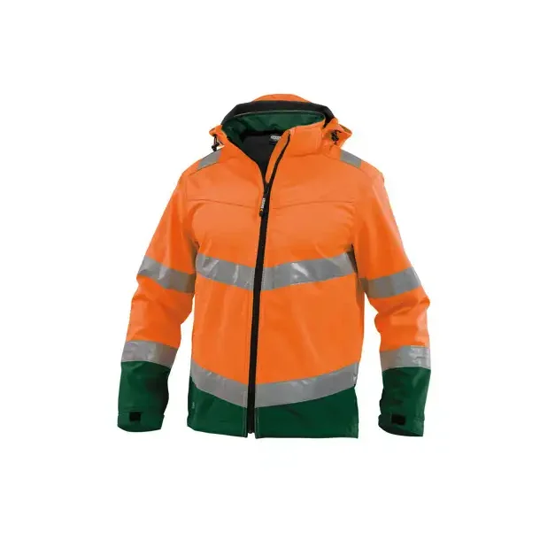 DASSY ® MALAGA (300329) SOFTSHELLJAKKE MED HØJ SYNLIGHED orange  og  grøn