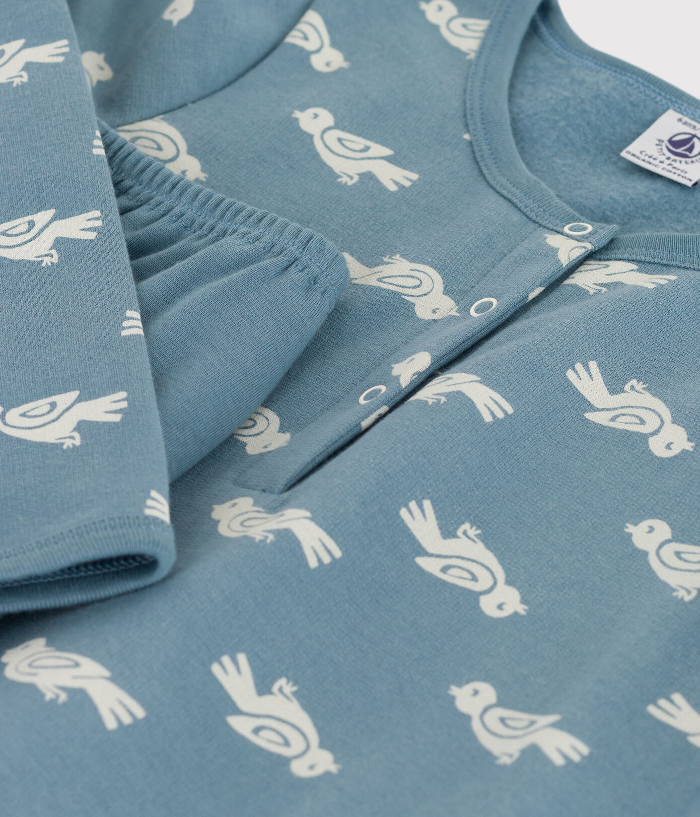 Chemise de nuit et legging oiseau petite fille en molleton et en coton