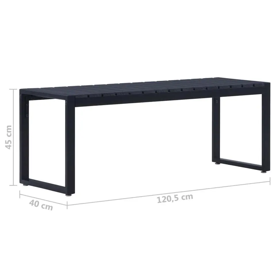vidaXL - Tuinbank - Zwart - PS-plaat- 120.5 cm