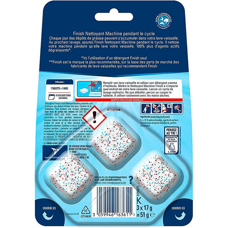 Nettoyant lave-vaisselle Finish Machine - Blister de 3