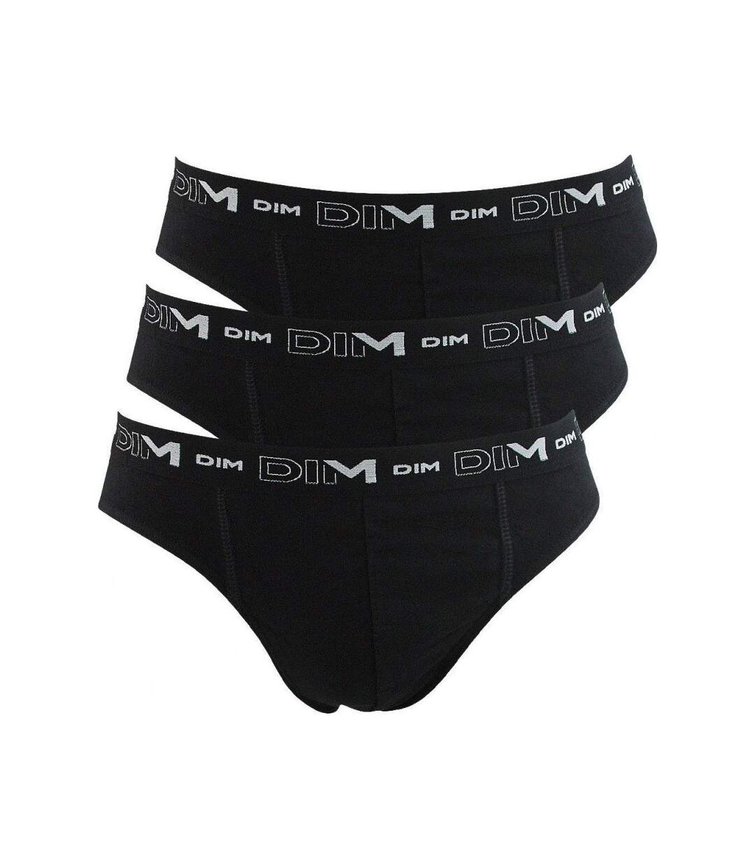 DIM Lot de 3 Slips Homme Coton STRETCH Noir