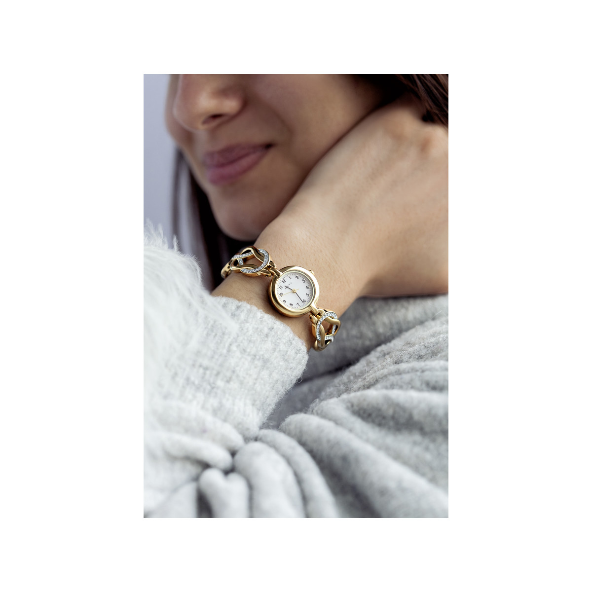 Montre femme métal doré et strass