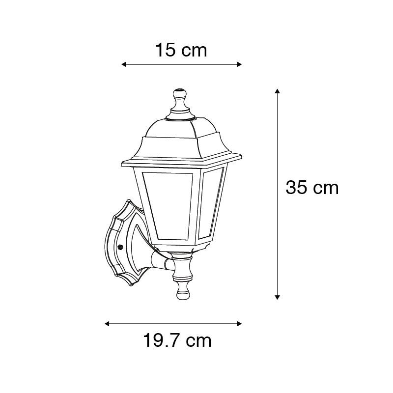 Klassieke buiten wandlamp zwart IP44 - Capital