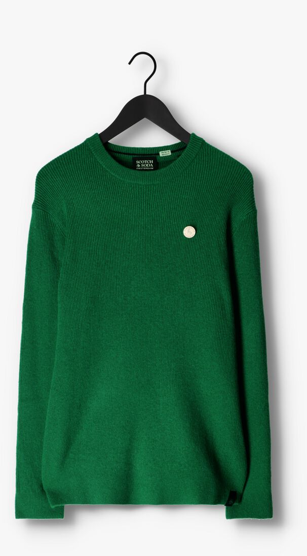 SCOTCH & SODA groene scotch & soda trui rib-knit wool-blend crewneck pullover