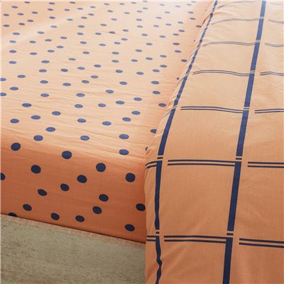 Linge de lit coton lavé pois et carreaux - BECQUET CRÉATION
