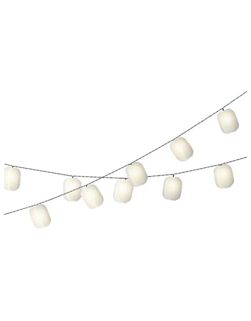 Lumineo Solar Lichtsnoer Lampion Ovaal 10 Lampjes - Tuinverlichting - 4.5 m Wit 10 led