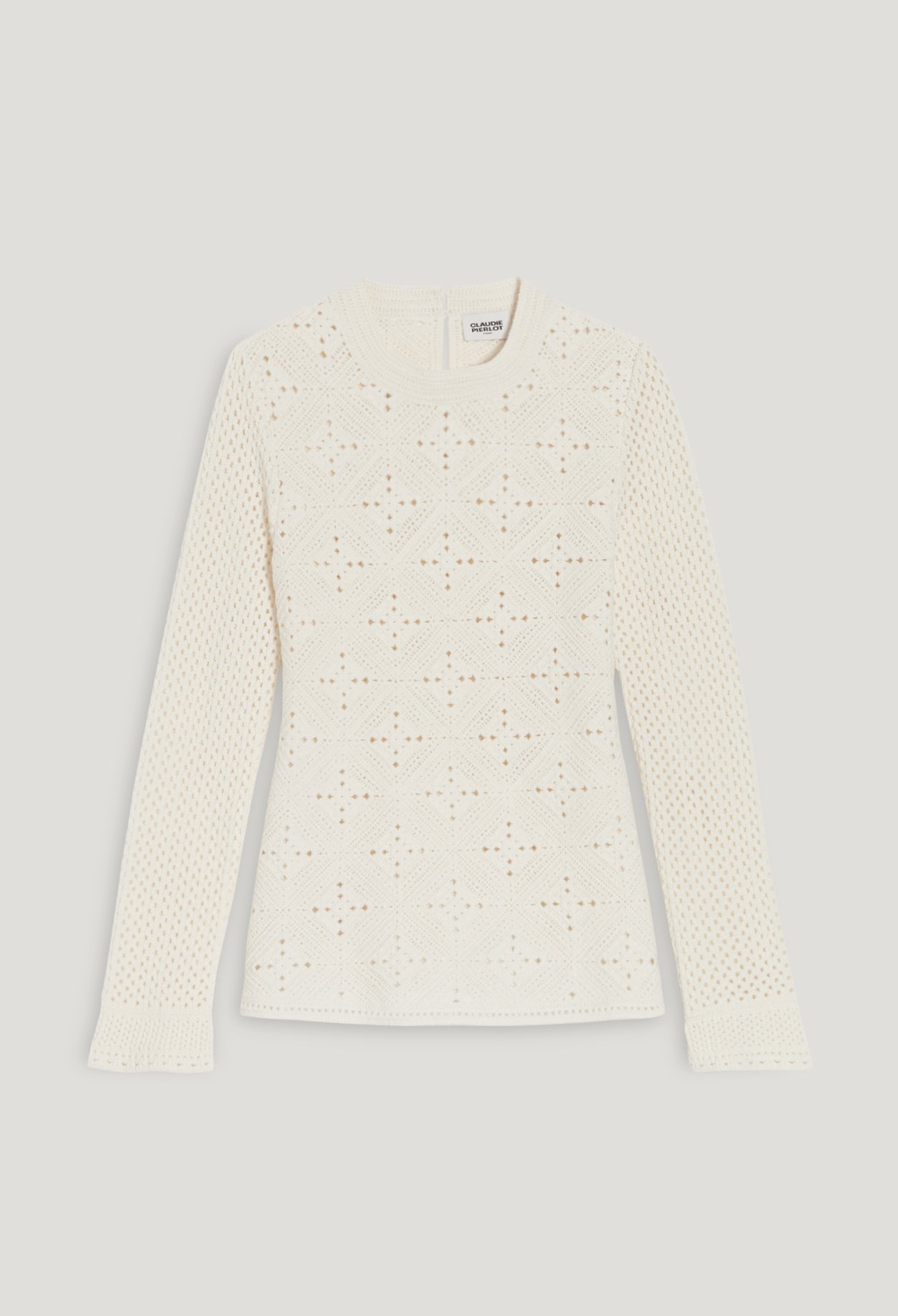 Pull coton ajoure ecru