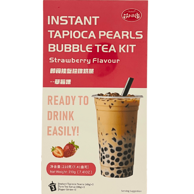 KLKW Instant Tapioca Parels Bubble Tea Kit - Aardbei Smaak 210g