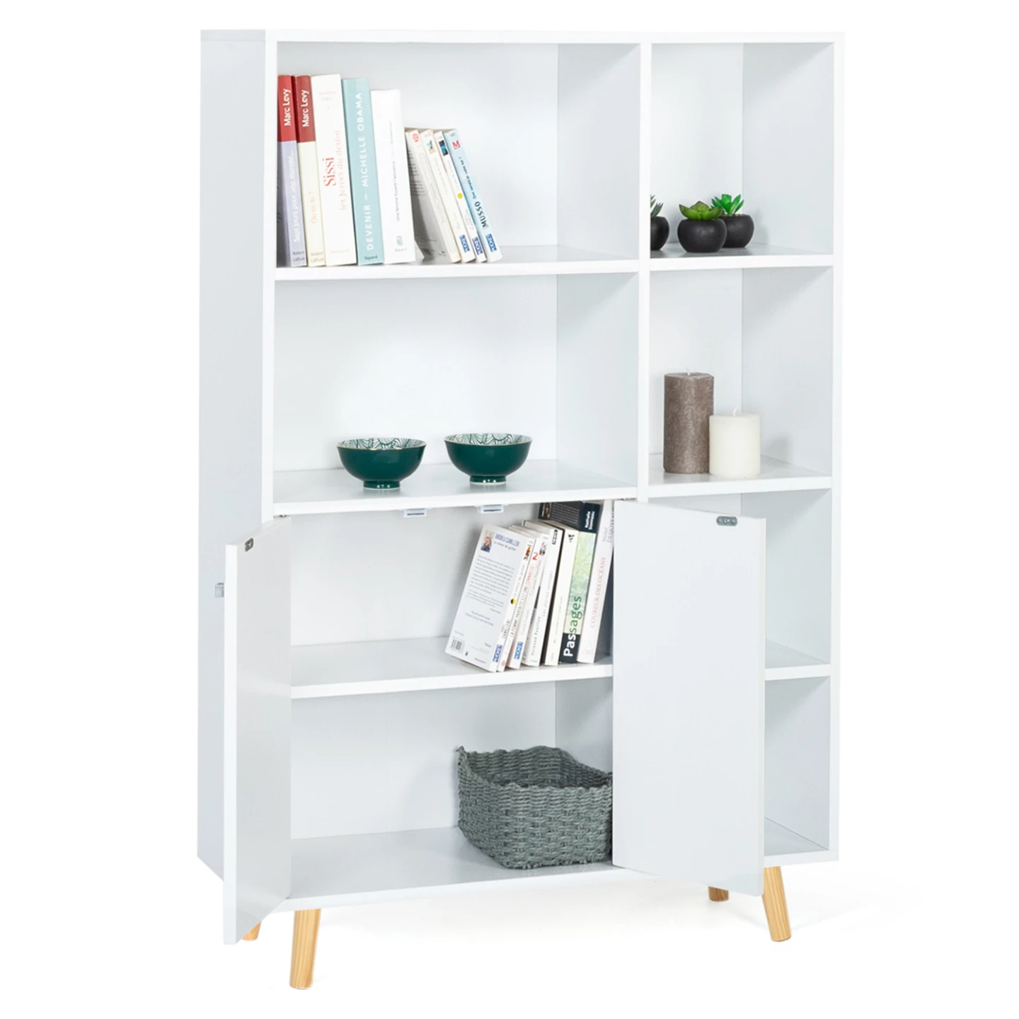 Bibliothèque 2 portes EMMIE scandinave blanc