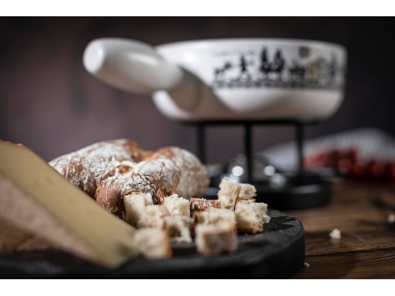 Kuhn Rikon Käsefondue-Set Induktion Alpweide 8 Teile, Schwa Käsefondue-Set für 4-6 Personen