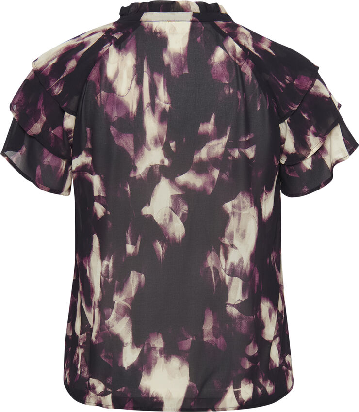 Kaffe Curve KCnour Flounce Blouse Purple blurry graphics