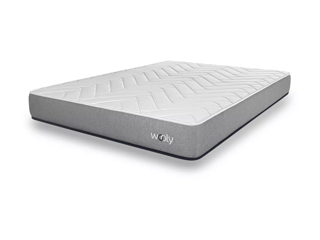 Matelas Wooly One M 140x190 cm - Mousse mémoire de Forme adaptative - 7 Zones Blue - Latex + HR - Confort Optimal - Equilibré - Hypoallergénique