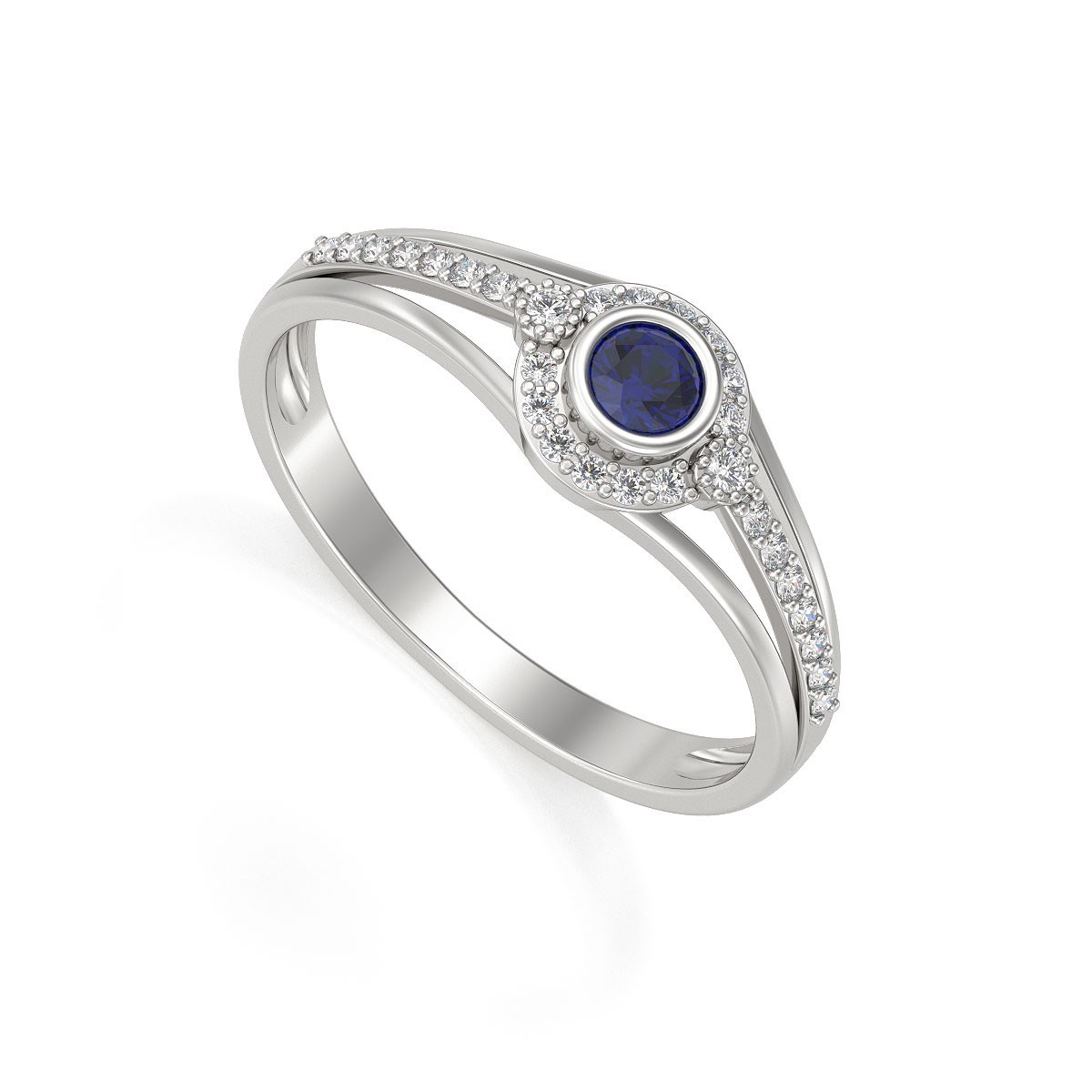 Bague ADEN Or 585 Blanc Saphir et diamants 2.118grs