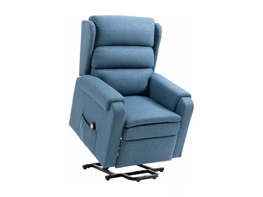 Fauteuil de relaxation électrique fauteuil releveur inclinable avec repose-pied ajustable télécommande tissu bleu