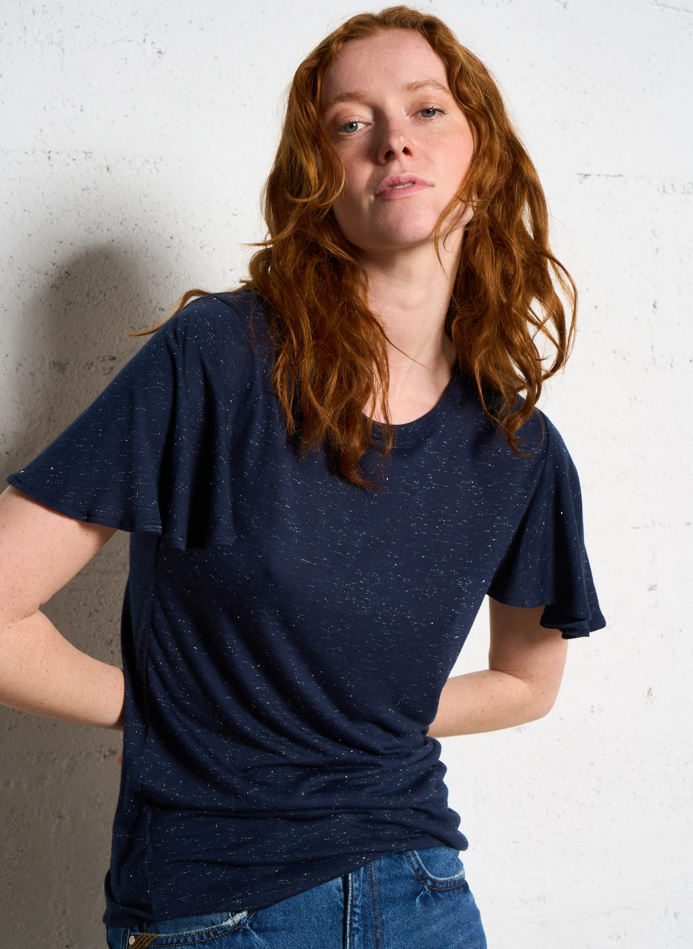 Tee-shirt droit manches courtes| Bleu