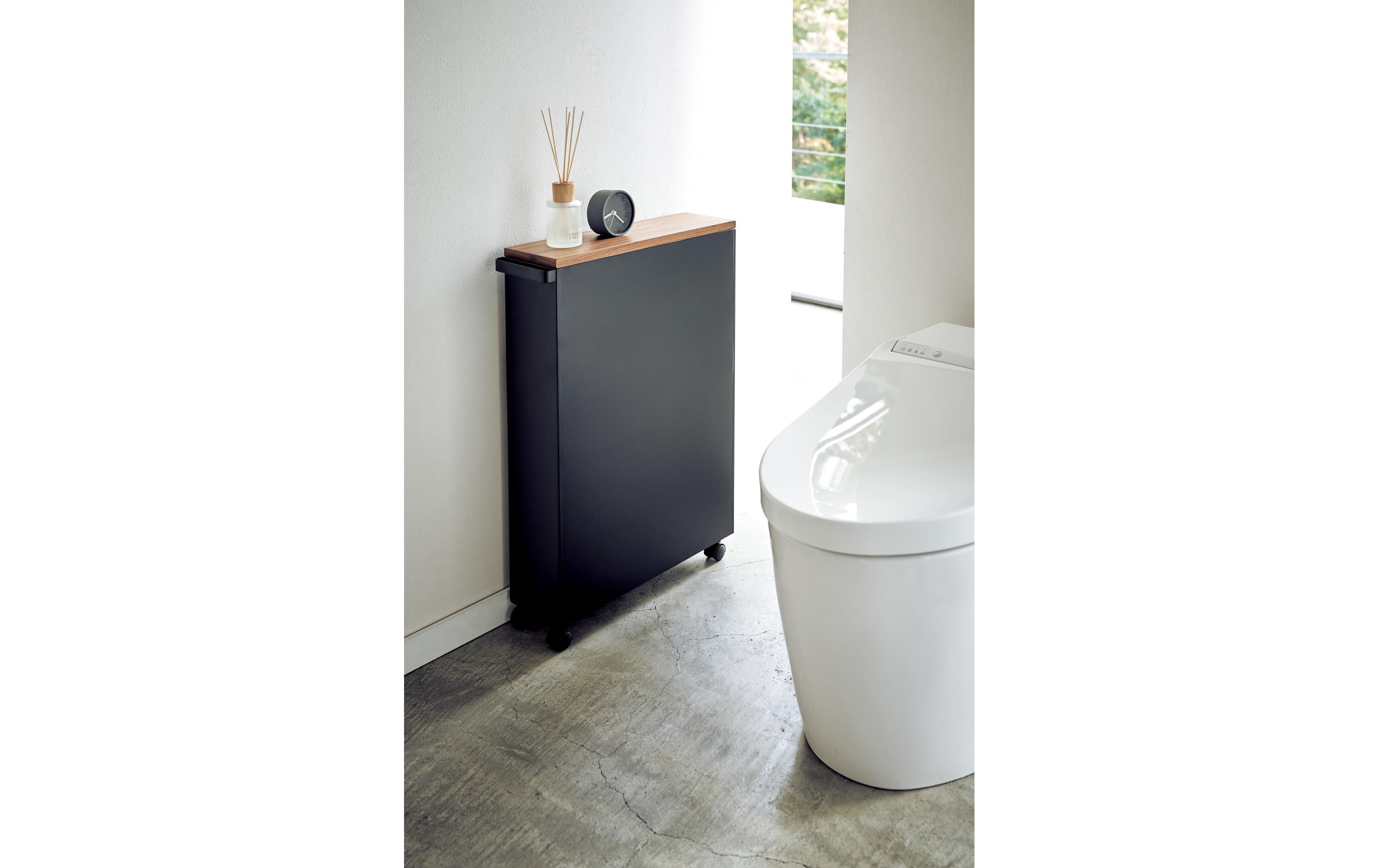 Badezimmerregal Tower 68 cm, Schwarz<br>Aufbewahrungswagen auf Rädern
