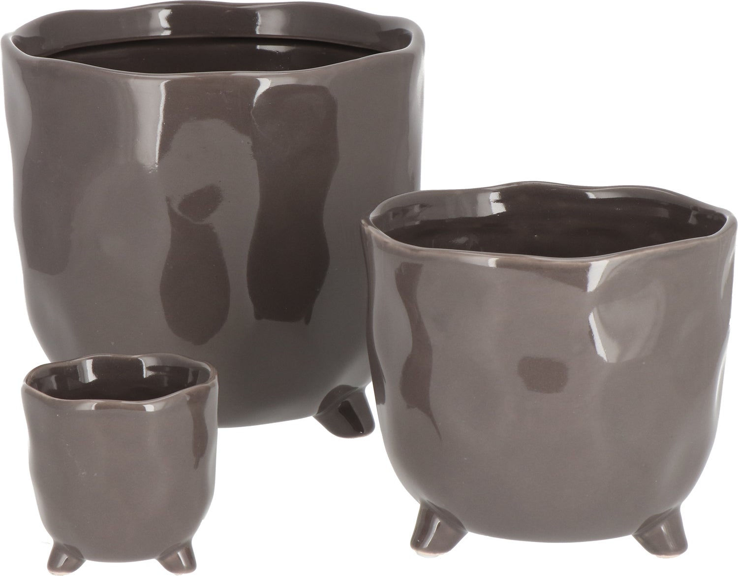 Intratuin bloempot op poten Florian grijs D 13,7 H 11,6 cm