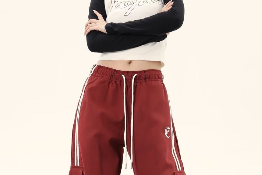 Rosesand - Lage taille, gestreepte, losse, wijde joggingbroek met zakken