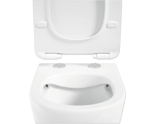 Jungborn wandclosetset FOUR 51 H, randloos, verhoogd, glanzend wit, met toiletzitting en softclose-mechanisme