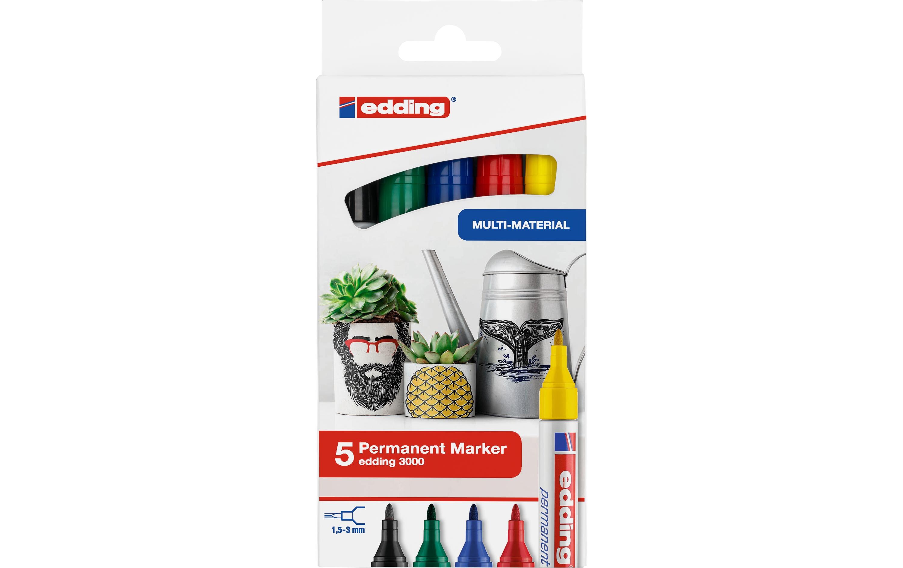 Permanent-Marker 3000 5 Stück, Grün/Gelb/Blau/RotUniversalmarker