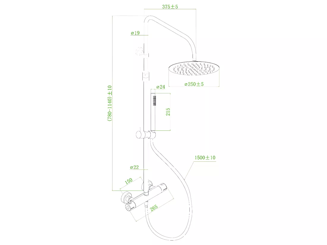 Luisa II colonne de douche thermostatique blanche - Essebagno