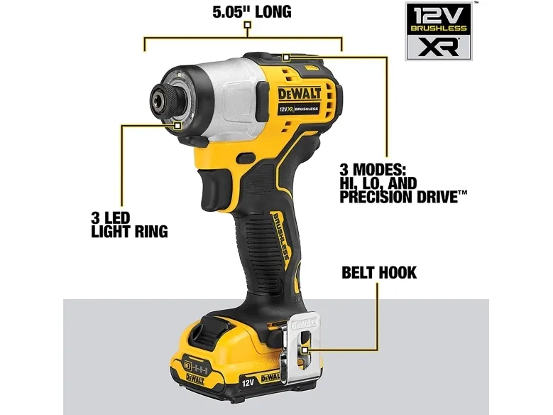 DeWALT DCF801D2-QW, Slagnøgle, Pistolhåndtag, 163 Nm, 435 mm, 350 mm, 120 mm