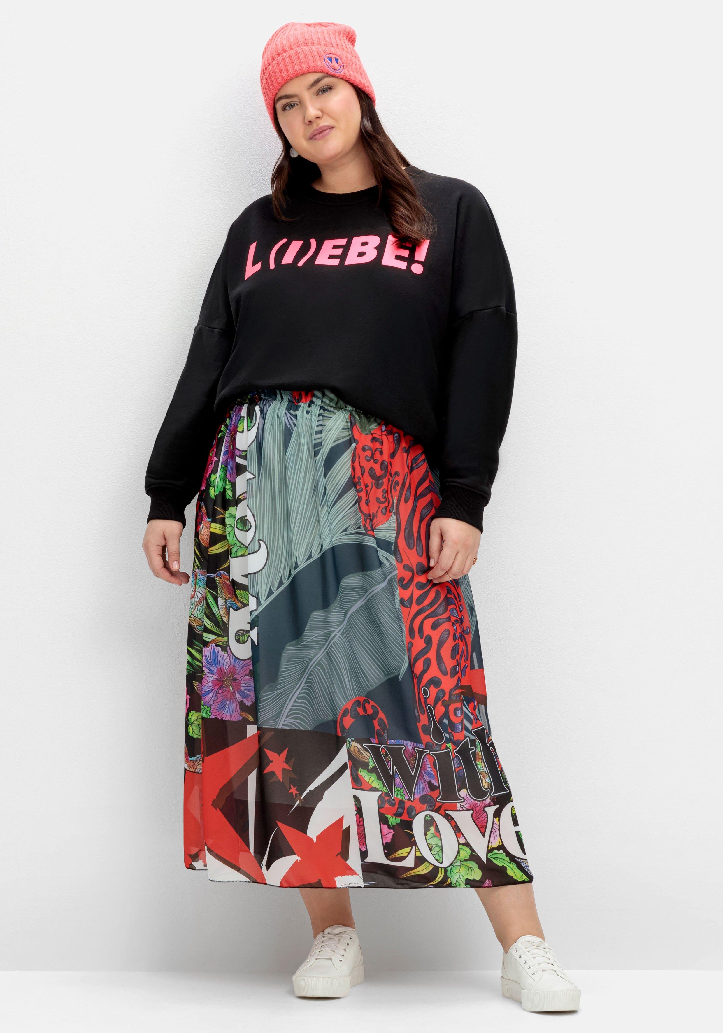 Maxirock aus Chiffon, mit Tropical Print