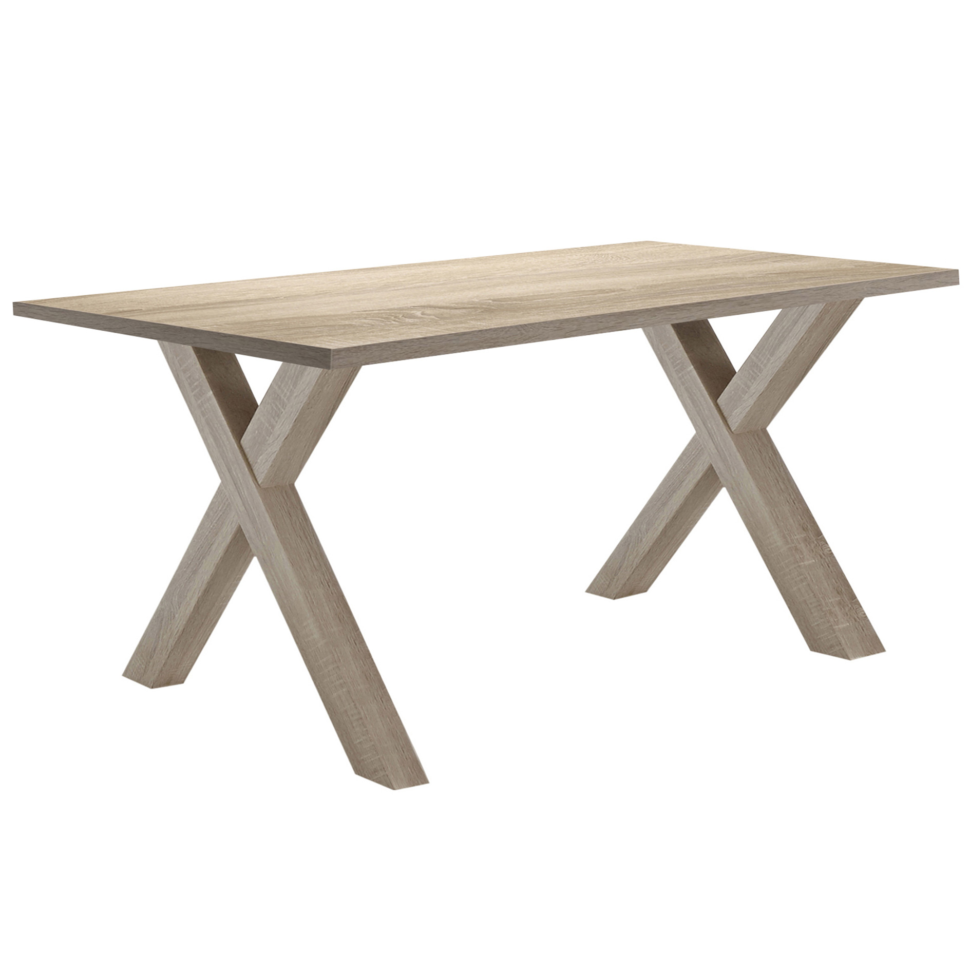 Schreibtisch - Eiche sägerau - X-Gestell - 160x70 cm