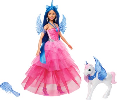 Barbie Sapphire Dukke med Blått Hår & Enhjørning