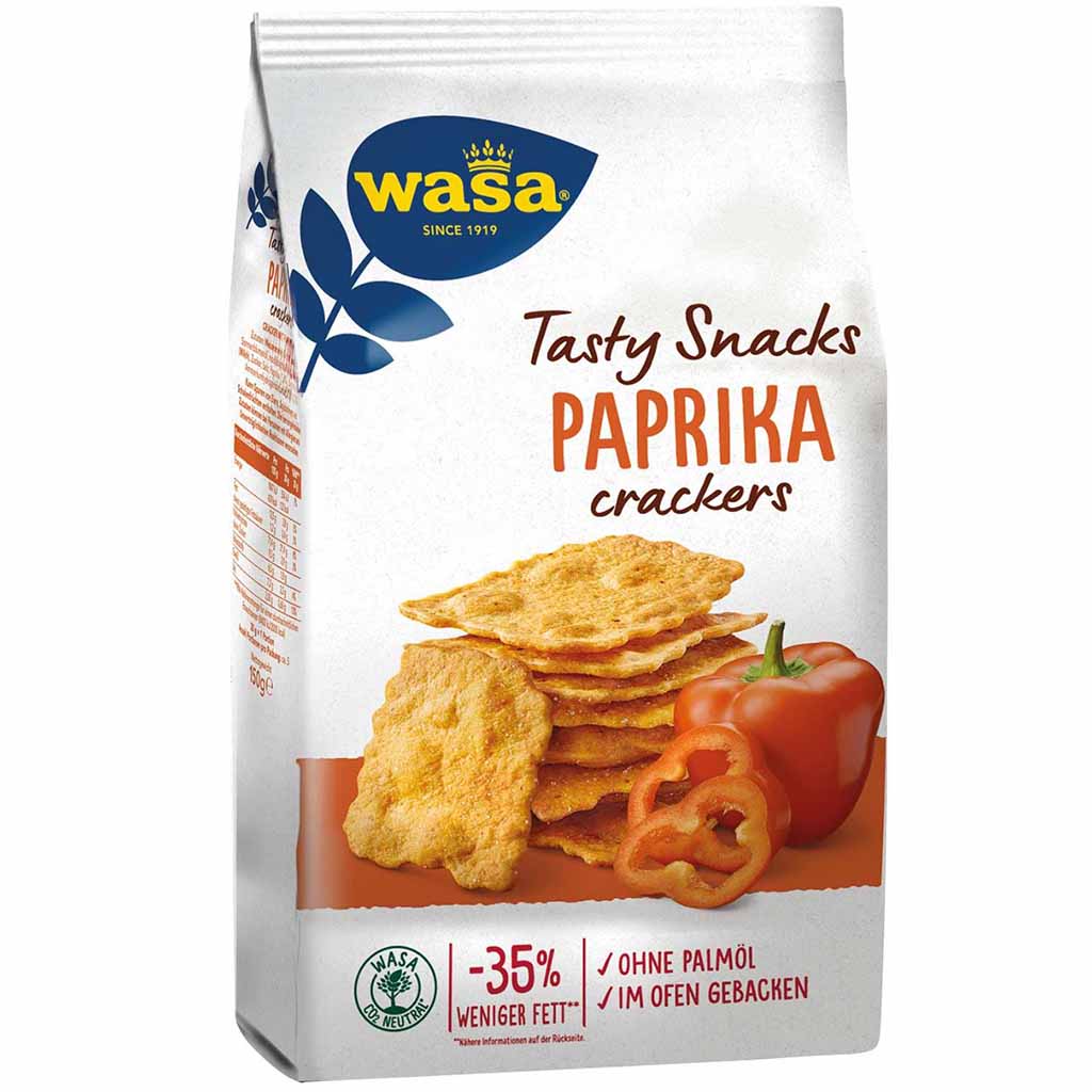 Wasa Tasty Snacks Paprika Crackers 150g MHD:2.7.25
