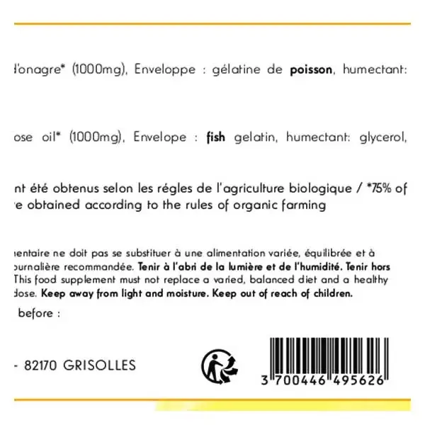 Belle & Bio Orgânico Borragem e Prímula 120 cápsulas