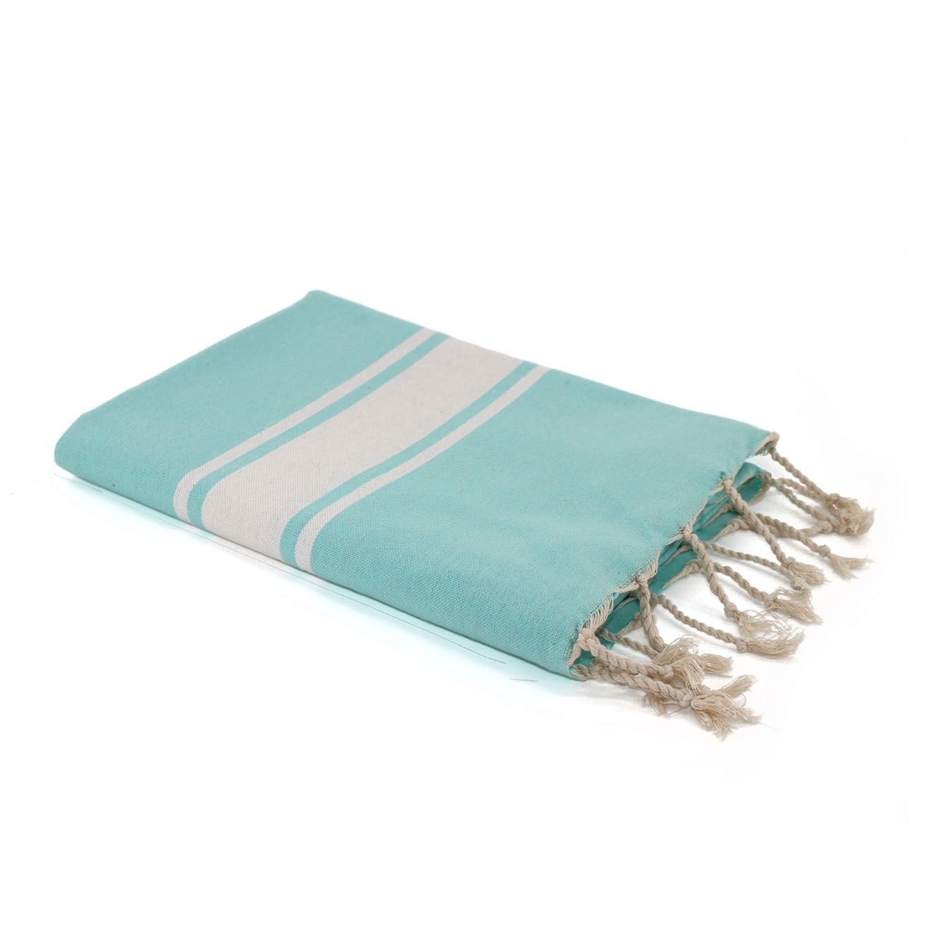 Febronie Fouta Traditionelle St Tropez turquoise/blanc - 100x200 cm