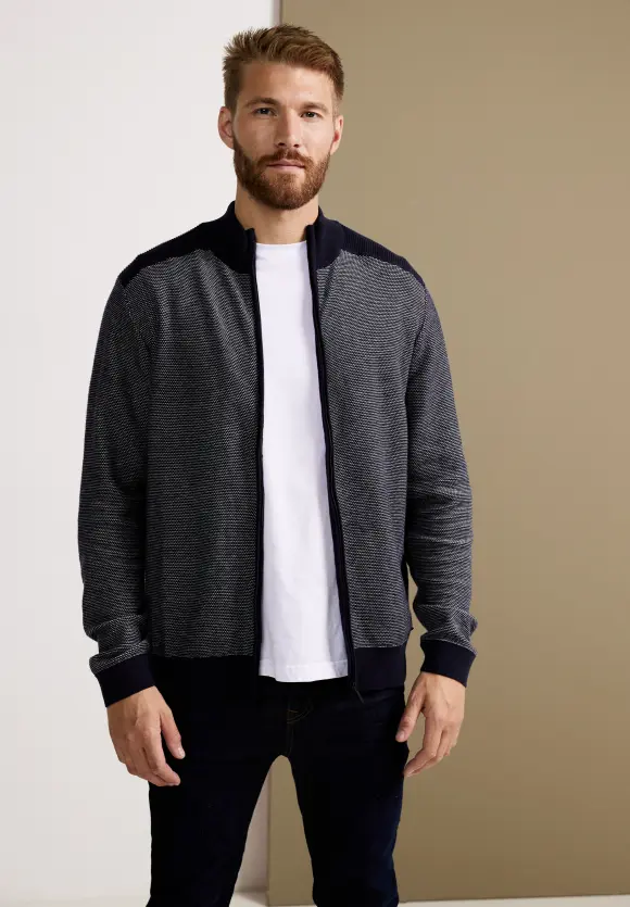 Strickjacke in Birdseyeoptik - nightshadow blue