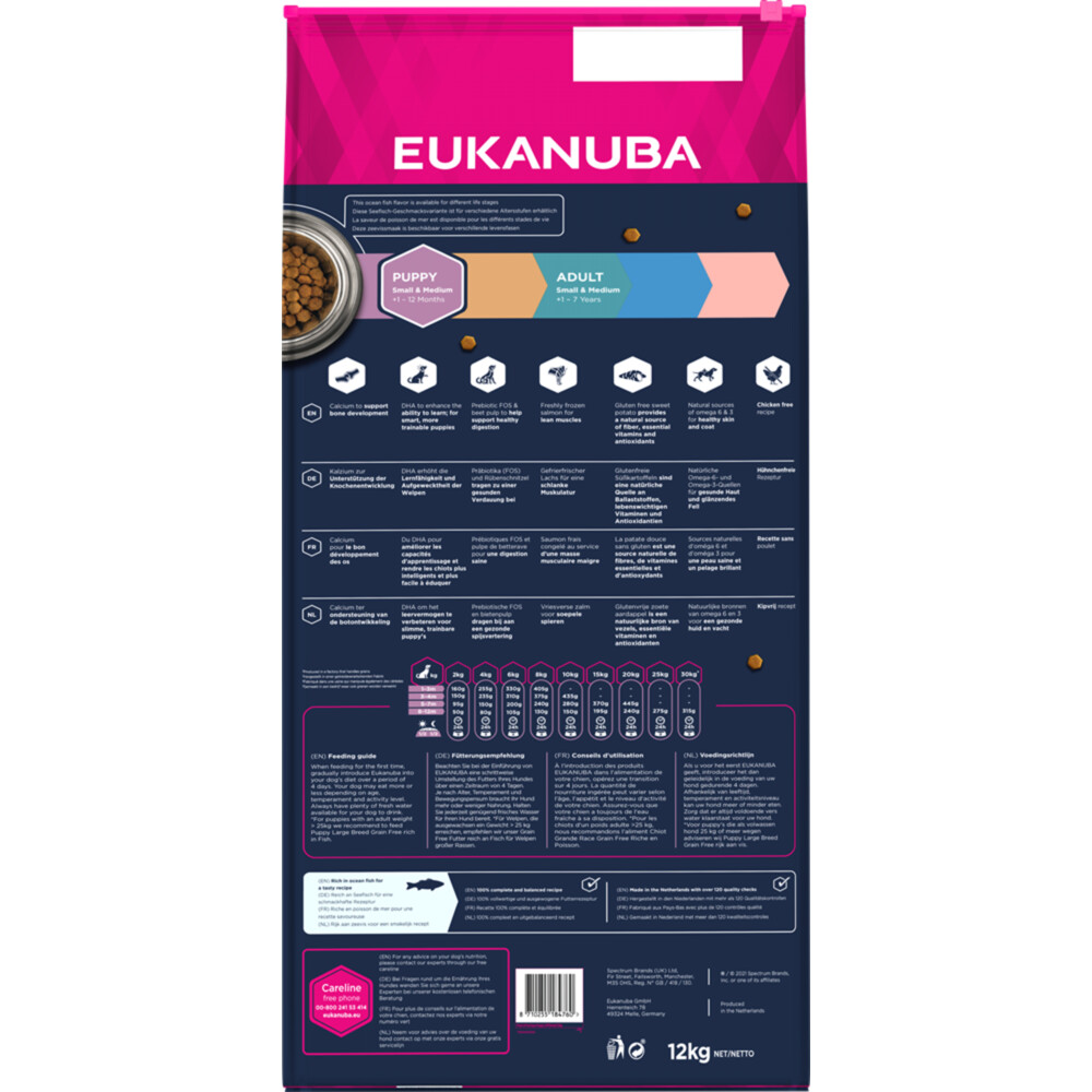 Eukanuba Dog Junior Small - Medium Graanvrij Vis12 kg