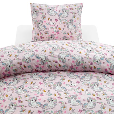 Borganäs Sengesett 150x210 Enhjørning, Rosa