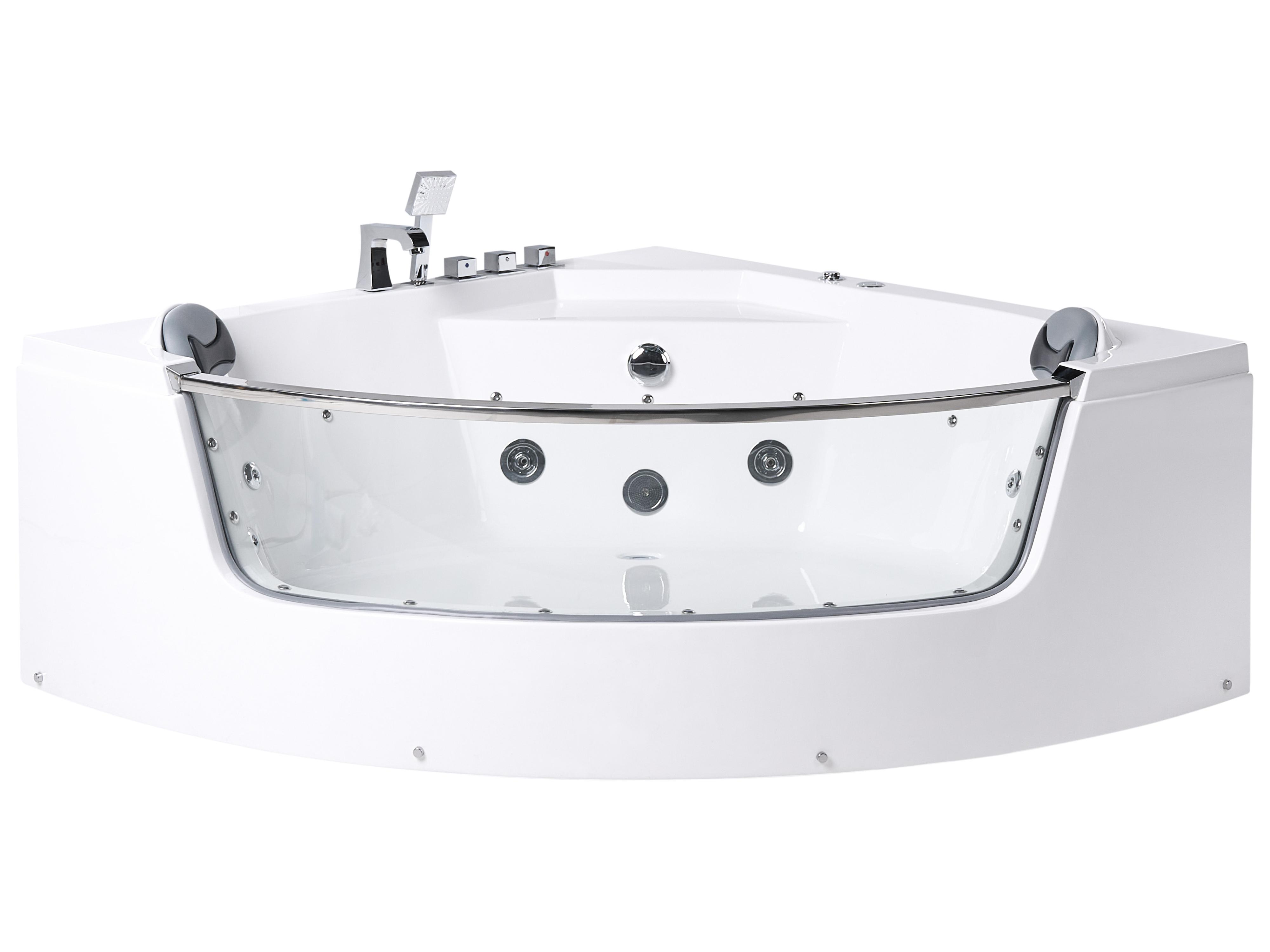 Hoek bubbelbad met LED TAMULA 148 x 66 cm Wit