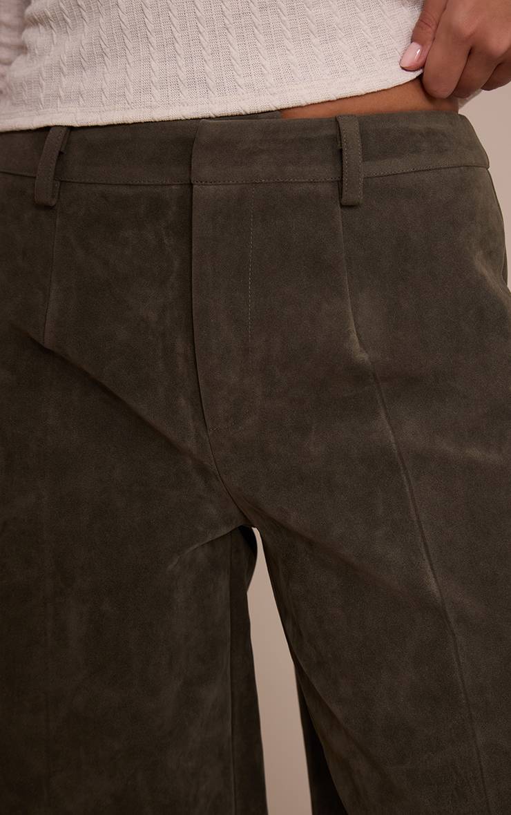 Kaki Pantalon Droit En Synthétique