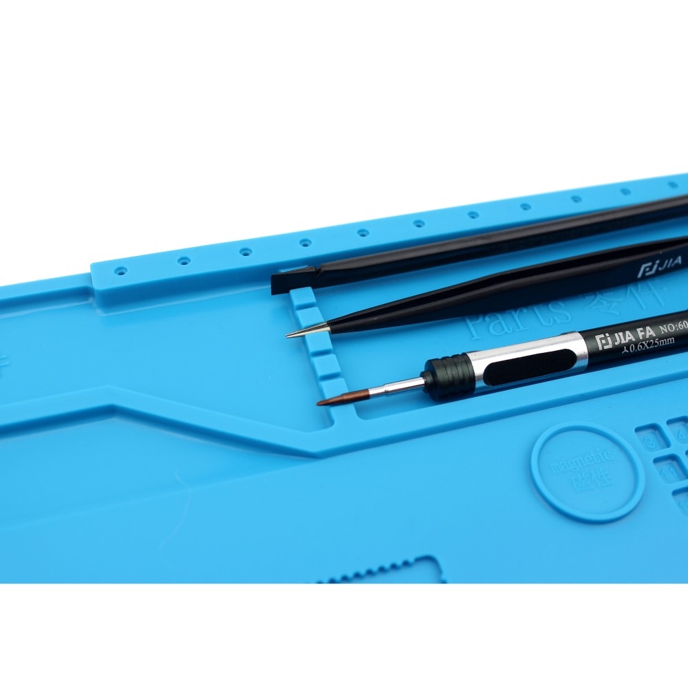 (38x26cm) Silikon Arbeitsmatte Hitzebeständige Anti-Rutsch Unterlage für Lötarbeiten / Reparaturen - Blau