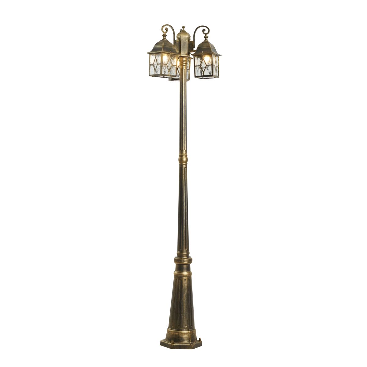 Klassieke buiten lantaarn antiek goud met helder glas 198cm IP44 - London