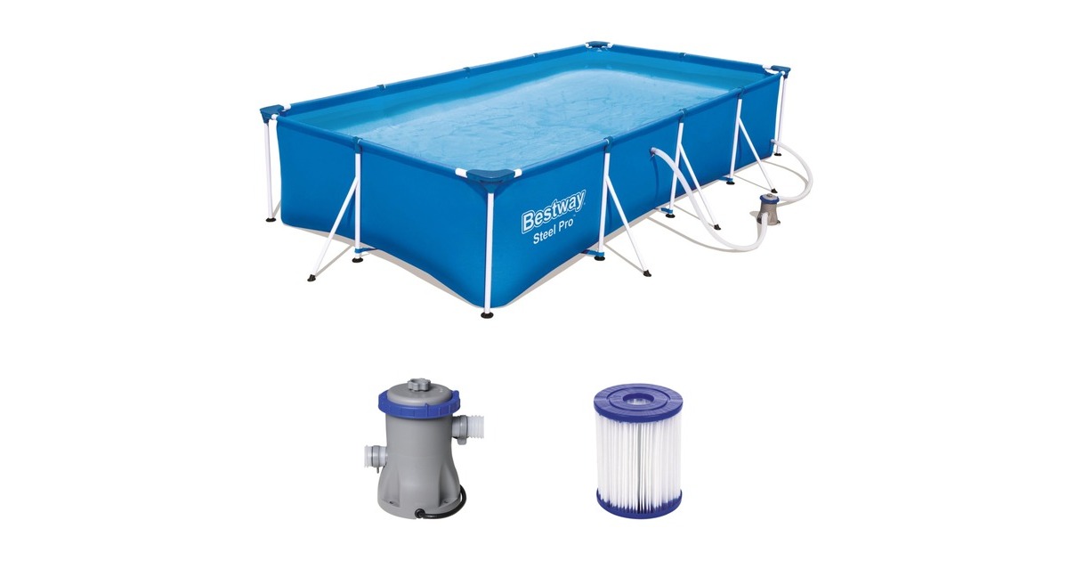 BestwaySteel Pro Frame Pool Set zwembad  (Blauw, 400cm x 211cm x 81cm, Incl. filterpomp)