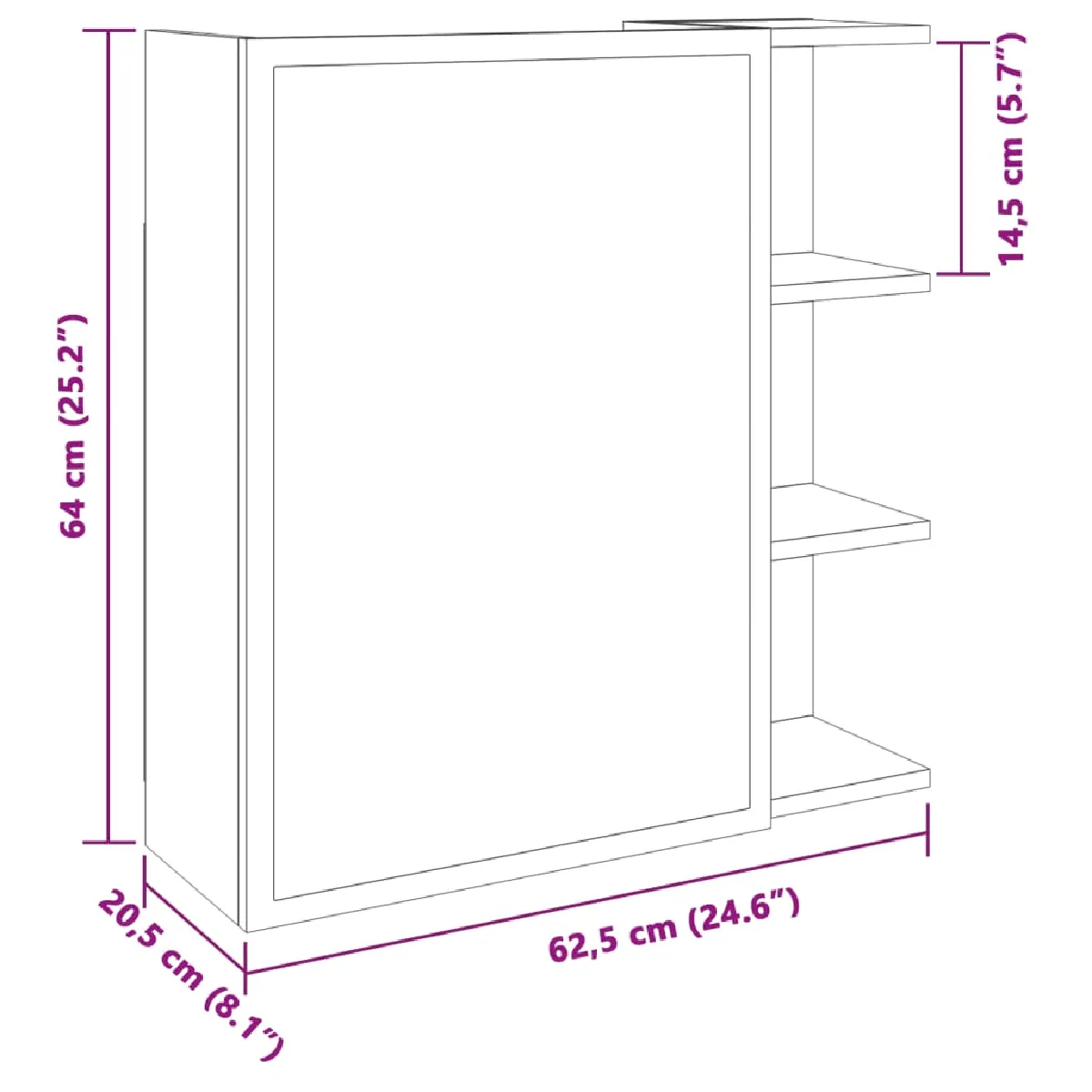 vidaXL Armoire à miroir - Chêne artisanal
